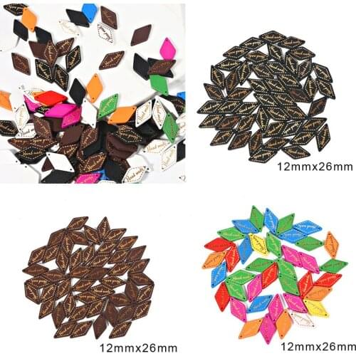 50Pcs Wooden Button "Hand Made" tags Wood Sewing Accessories For Clothes Handmade Scrapbooking Craft DIY