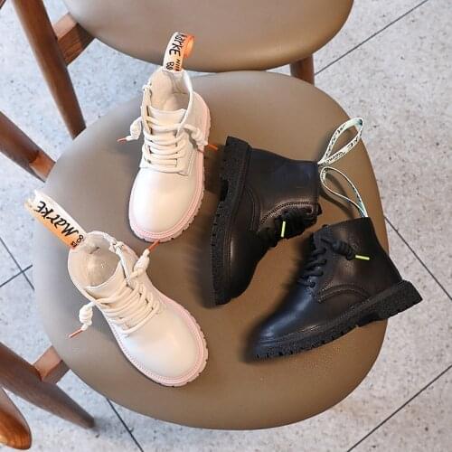 CAPSELLA KIDS Autumn Winter Boots 2-12 Years Shoes Children Leather Martin Boots for Girls Boys Fashion Sneakers Size 26-36