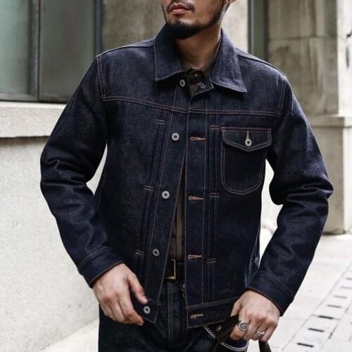 Saucezhan Jeans Jacket Men Denim Jacket Jacket Men Jackets Men Motorcycle Work Jacket 18 Oz Selvadge Denim Pure Cotton