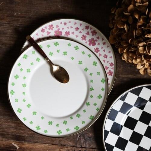 Enamel plate. Enamel plate. Enamel snack plate. Retro country style. 2 pieces / 1 bag