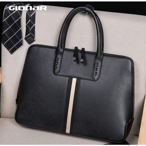 GIONAR Mens Crossbody Messenger Bag for Work Male Leather Briefcase 14 Inch Laptop Tablet Business Case