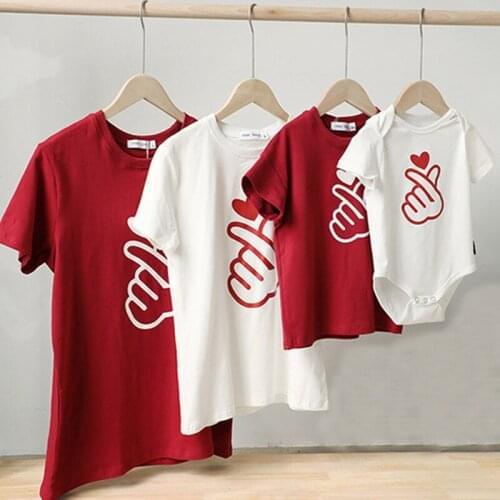 Summer Family Matching Cotton Short Sleeve Printing T-shirt Mother Daughter Clothes Women Men Kids T-shirt Baby Rompers