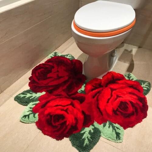 New arrival hot sale beautiful and soft rose rug for bathroom rose rug for stool rug for stool