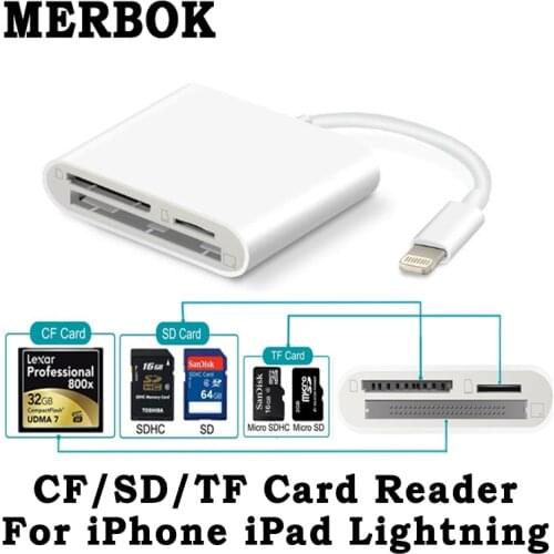 SD TF CF Card Reader Digital Camera Kit Compatible OTG Data Cable Needn't APP For Apple iPhone iPad Mini / Pro Air iOS Lightning