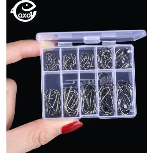 QXO 100pcs/Box Small Barbed Fishing Hooks Sea Fish Single Hook Accessories High Carbon Steel Use For Soft Lure