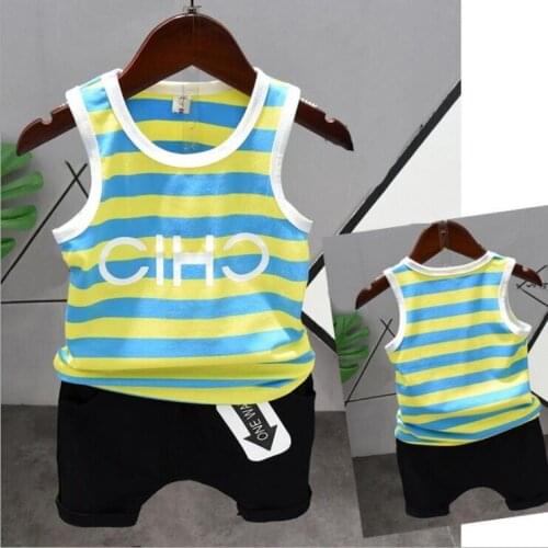 Summer Childrens Vest Set Pure Cotton Baby Sleeveless Vest 2-Piece Clothes Boys Clothing Set Baby Toddler Clothing For Boy
