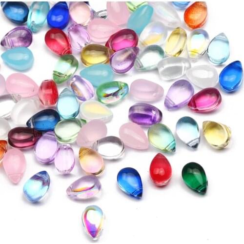 6x9mm 20-100pcs Small Drop Shape Beads Multi Gradient Color Czech Glass Beads For Jewelry Making DIY Handmade Necklace Supplies