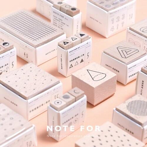 Multipurpose Diary Wood Custom Rubber Stamps Scrapbooking, Background Stamp for Memo Symbol Grid Number Wave point