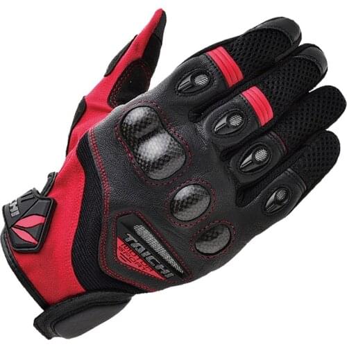 TAICHI RST418 motorcycle racing carbon fiber breathable leather gloves off-road motorcycle racing mesh leather protective gloves
