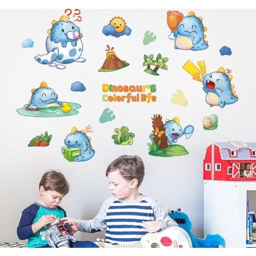 Cartoon Dinosaur wallpaper childrens room layout bedroom warm wall stickers kindergarten wall decoration stickers
