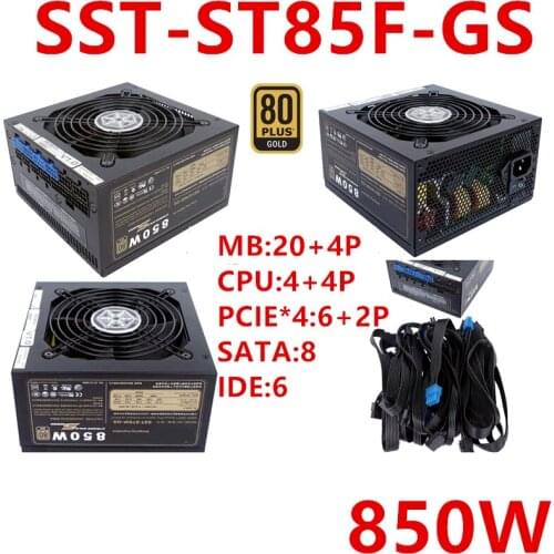 New PSU For SilverStone Brand Full Modular 80plus Gold Game Mute Power Supply 850W Power Supply SST-ST85F-GS