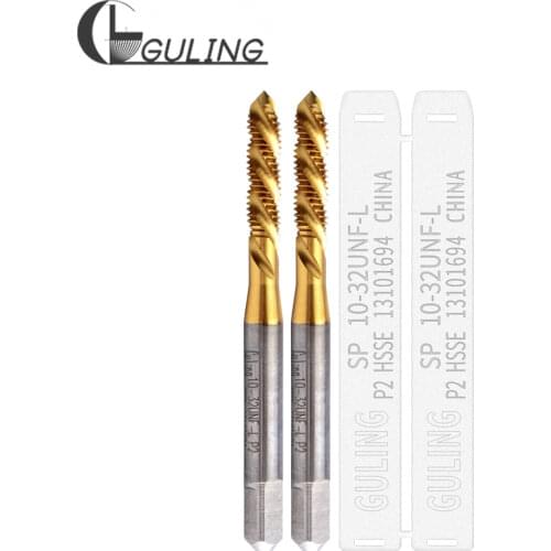 GULING HSSE Left hand With Tin Spiral Fluted tap UNC 4-40L 5-40L 6-32L 8-32L 10-24L UNF 1/2 1/4 5/16 3/8 - 20L Screw Thread taps