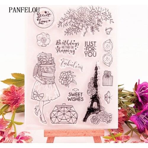 PANFELOU 11x15cm Roaming in Paris Transparent Silicone Rubber Clear Stamps cartoon for Scrapbooking/DIY Easter wedding