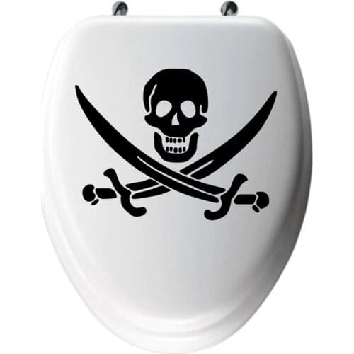 PIRATE TOILET SEAT Sticker Humorous One Eye Skull Crossbone Bathroom Vinyl Decal 4WS-0047