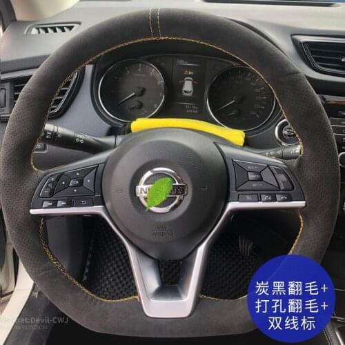 Steering wheel cover for Nissan Sylphy Qashqai hand-stitch Premium suede Leather Teana Tiida Murano X-TRAIL car accessories