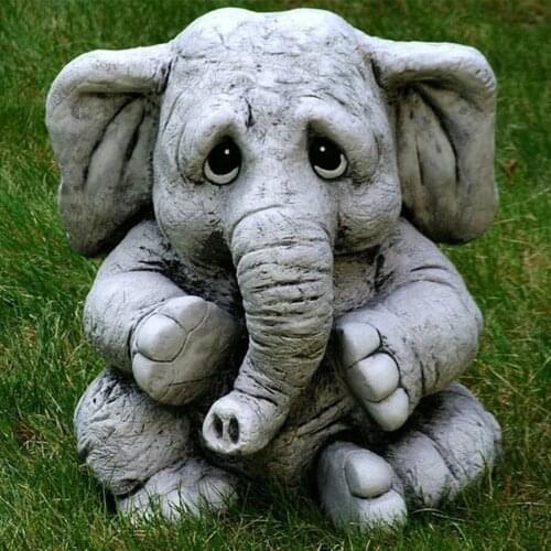 Garden Elephant Statue Resin Animals Figurine Outdoor Ornament Decor Gift