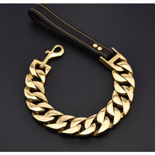 Super Wide 42mm Pet Leash Dog Collar Stainless Steel Leather Strong for Bully Pitbull Personalized Metal Chain High Quality