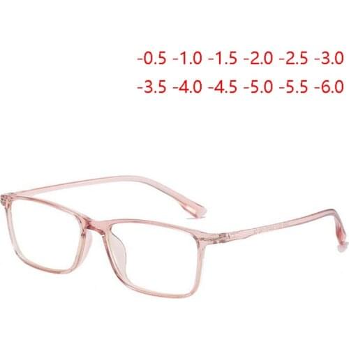 Ultralight TR90 Student Nearsighted Glasses Women Men Literary Square Short-sighted Eyeglasses Prescription 0 -0.5 -1.0 To -6.0