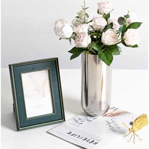 Flower Vase Decorative Centerpiece For Home or Wedding SUS304 Stainless Steel, 9" Tall (Silver)