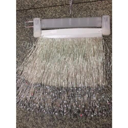 Ybb003# 5 yards /bag silver/red 15cm width tube beads ribbon fringe tassel for wedding dress /garment/sawing