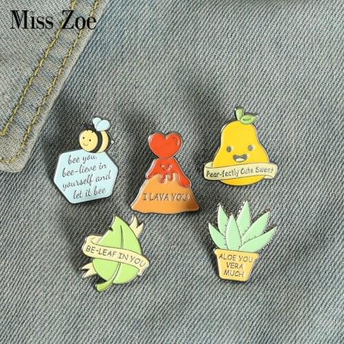 Funny Similar Phrases Enamel Pins Custom Plants Banner Brooch Lapel Badge Bag Cartoon Jewelry Gift for Kid Friend