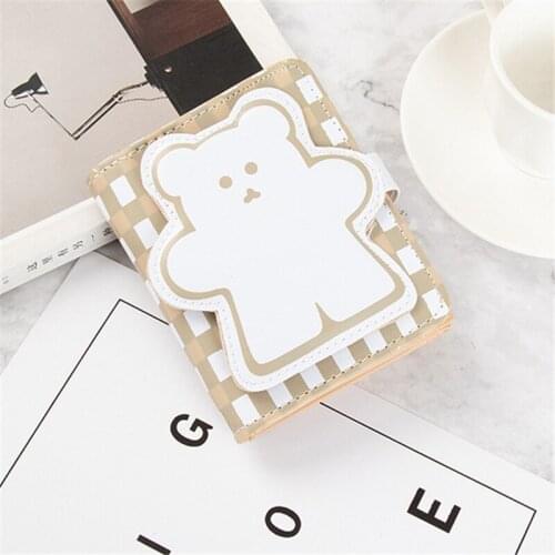 Womens Wallet Fashion Cartoon Bear Female Cute Pu Leather Hasp Coin Purses Ladies New Card Holder 2021