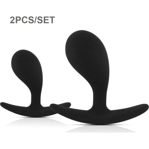 2PCS/SET Silicone Anal Plug Vagina Anus Dilator Dildo Butt Plug Anal Beads Sex Toys for Women Men Gay G Spot Massager Sex Shop
