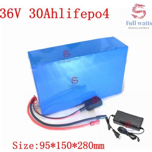 36v 30ah lifepo4 battery with BMS no 36v li ion for 48v 1500w machinery electric bicycle bike scooter go cart +5A charger