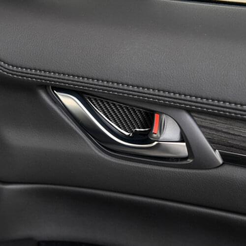 4PCS Carbon Fiber Car Interior Door Pull Handle Frame Cover Decorative Sticker Trim For Mazda 3 6 CX-3 CX-5 CX-8 CX-9 2017 2018