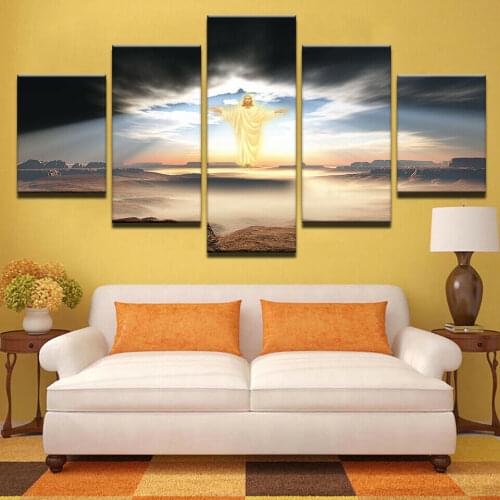 Jesus Is Coming Religion 5 Pcs Canvas Pictures Print Wall Art Canvas Paintings Wall Decor for Living Room Unframe