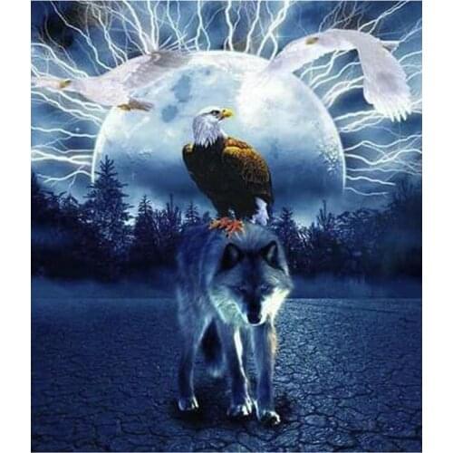 5D DIY Full Round/Square Diamond Painting Animal Wolf & Eagle 3D Embroidery Cross Stitch Rhinestone Mosaic Home Decor Art Y60