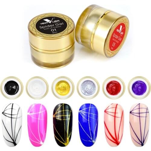 6pcs*8g Venalisa Draw Painting Gel Set Nail Art Design Golden White Color Soak off UV LED 3D Emboss Sliver Black Painting Gel