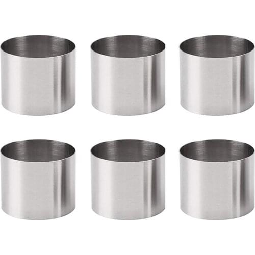 6 Pieces Round Biscuit Cutter Stainless Steel Mousse Ring Mini Circle Cookie Cutters Frying Egg Rings Baking Tool