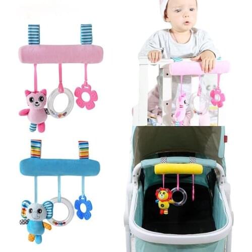2021 Baby Stroller Accessories Plush Cartoon Baby carriage pendant rattle for newborn Teether cart doll Baby Toy Pendant
