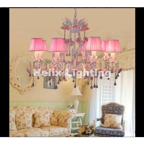 Free Shipping White Rose Style Pendant Light Luxury Decorative Pendant Lamp Indoor Iron Crystal Chandelier Dining Room Lighting