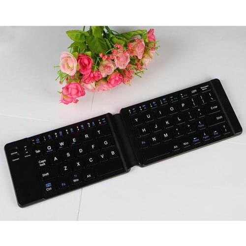 USB Charging Mini Bluetooth Wireless Folding Keyboard Computer Mobile Phone Tablet Office Mini Keypad Black