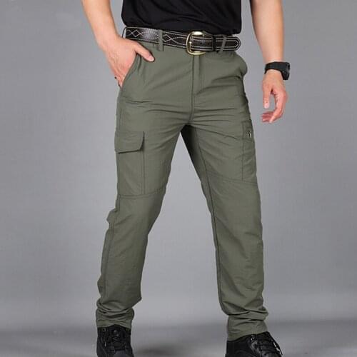 Summer Men Casual Cargo Pants Thin Pockets Outdoor Quick Dry Breathable Waterproof Military Tactical Trousers