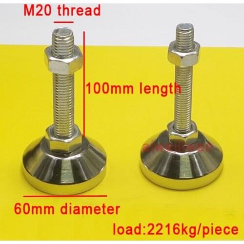 D60 M20 thread screw 100mm Heavy machine feet adjustable foot cup carbon steel Metal Leg furniture supporting anchor foot pad