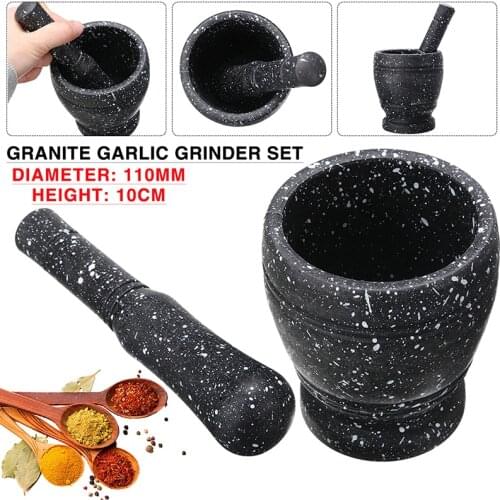 Grinder Mortar Grinding Bowl Garlic Press Pestle Grinder Granite Decor Spice Crusher Herb Pepper Mixing Pot Kitchen Mills Tool