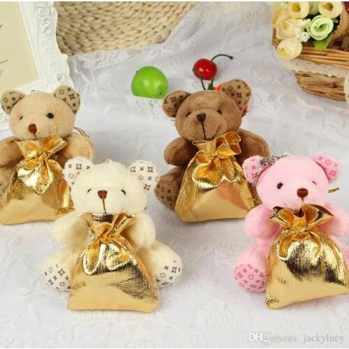 Creative Little Bear With Backpack Wedding Candy Bags For Baby Shown Wedding Decorations Party Favors Supplies 4 Colors In Stock