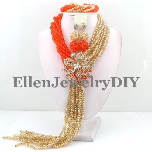 Fashion 2019 African Wedding Crystal Beads African Beads Jewelry Set For Women Nigerian Set Colorful Free Shipping W9287