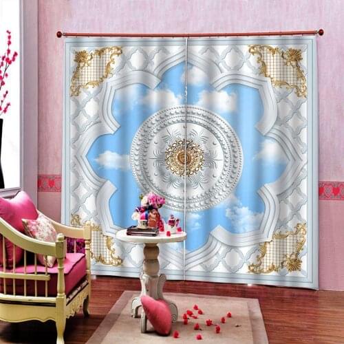 Fashion customized 3d European blue sky curtain for living room bedroom Blackout window curtains