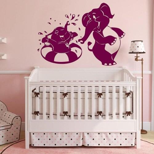 Cartoon Elephant Wall Decals Kids Bedroom Bathroom Nursery Home Decor Door Window Vinyl Stickers Mural Art Gift for Childs Q226