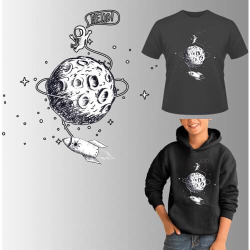 Spaceman Iron On Transfers Patches For Clothing Children T-Shirt Jacket Thermo Sitckers On Clothes DIY Patch Appiqued Parches