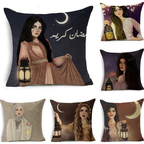 Sexy Lady Home Decorative Ramadan Festival Cushion Cover Cotton Linen Living Room Bedroom Sofa Car Throw Pillow Cases 45x45cm