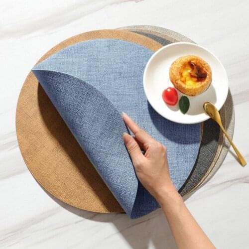 Non-Slip Leather Placemat Tableware Pad Oil Water Resistant Heat Insulation Tablemat Coaster Set for Kitchen Washable Placemat