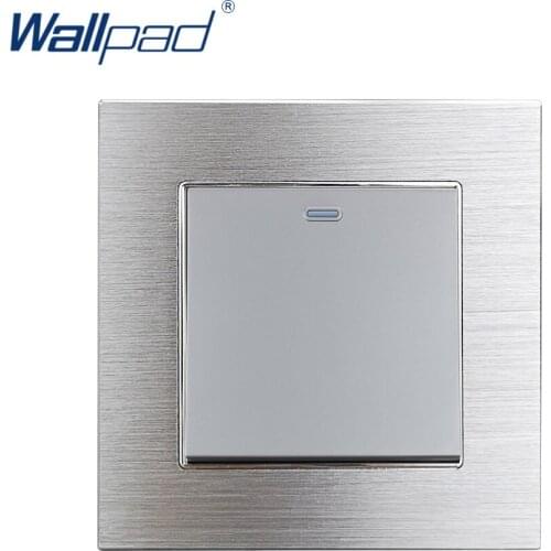 New Arrival 1 Gang 1 Way Wallpad Luxury Wall Light Switch Grey Aluminum Alloy Panel Push Button Switches Interrupteur