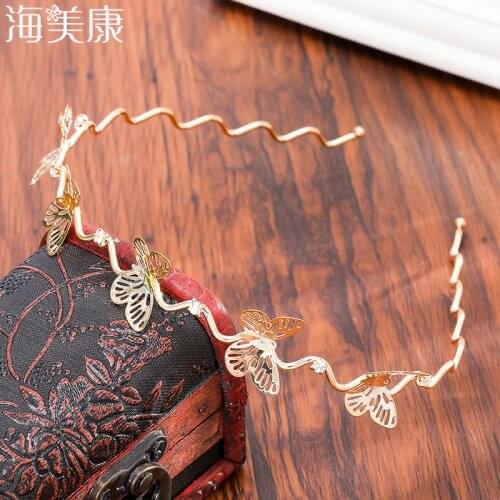 Haimeikang Butterfly Headbands for Women Flower Crystal Hairbands Alloy Weave Hair Hoops Bezel Simple Hair Accessories