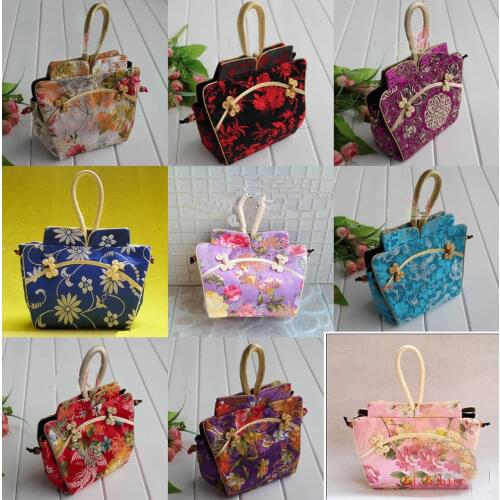 Wholesale 8pcs Chinese Handmade Vintage Cloth Shape silk Handbag Wallet Purse Bag