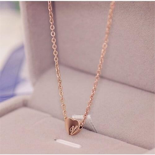 YUN RUO Rose Gold Color Mini Heart Pendant Necklace Titanium Steel Jewelry Woman Party Christmas Gift Never Fade Drop Shipping